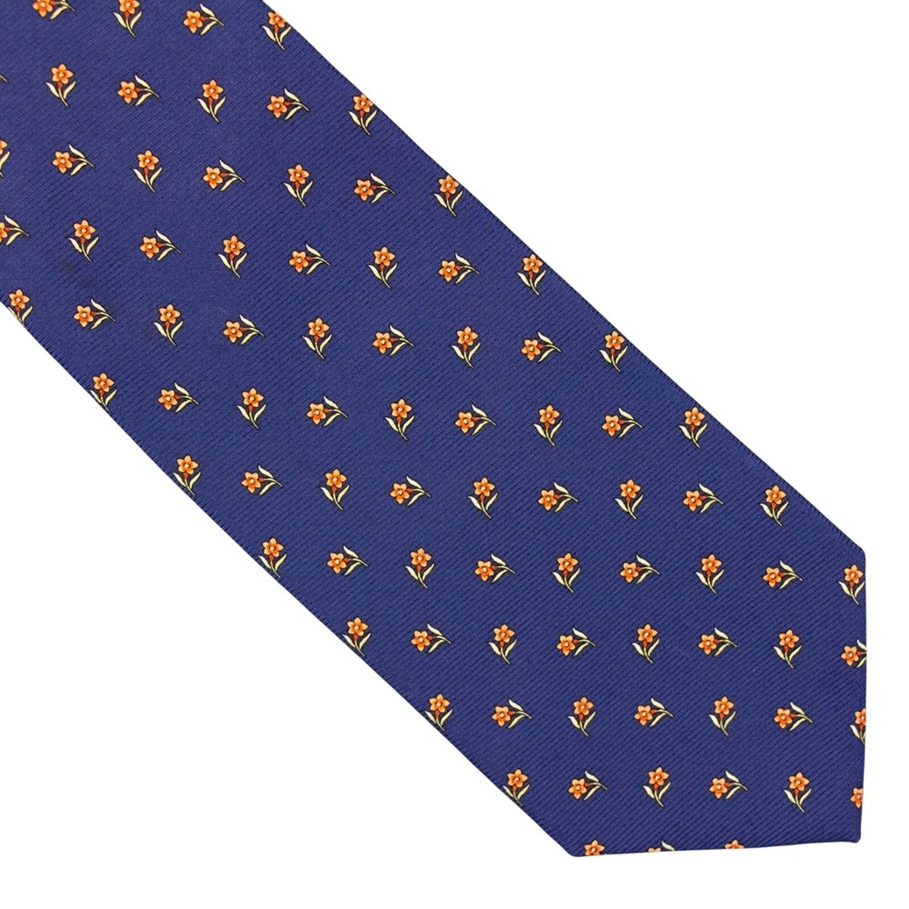 Vintage Brooks Brothers Mens Blue Floral Neck Tie 100% Silk‎ Made in USA